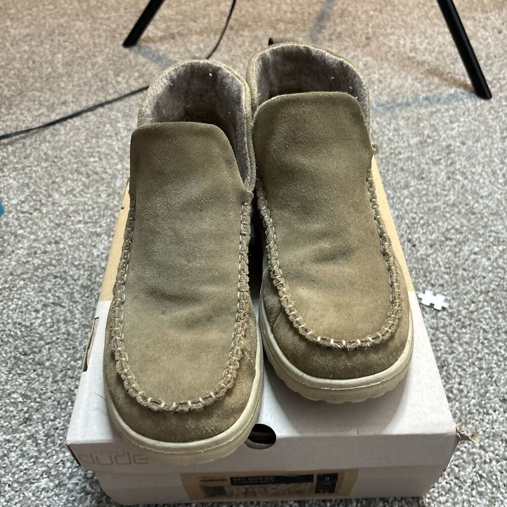Size 9 Hey Dude Vic Suede Shadow Grey Slip On Boots Casual Comfort - Picture 5 of 12